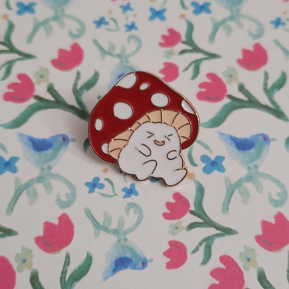 Giggling Mushroom Adorable Enamel Pin - Picture 9 of 9
